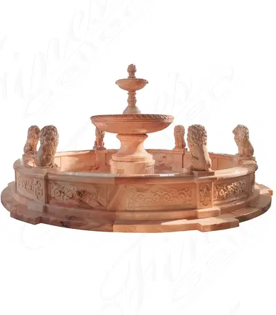 Lion Themed Fountain in Rosetta Marble