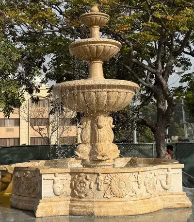 Old World Italian Style Fountain in Travertine
