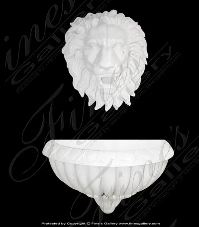 Solid Carved Marble Lion Head Wall Mount