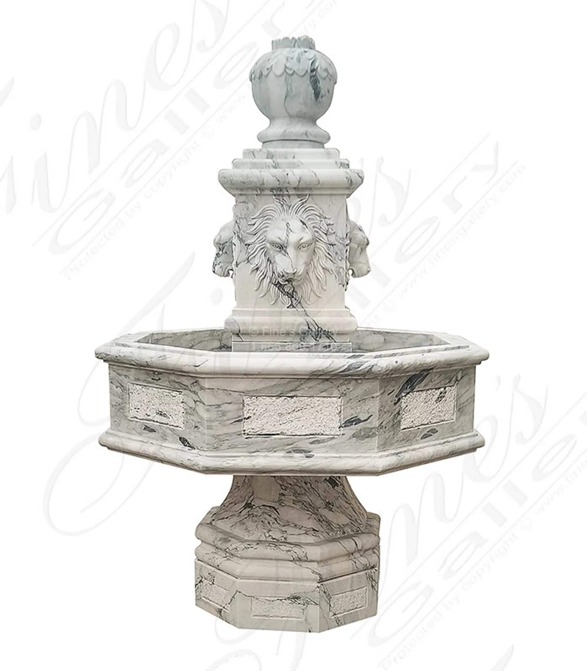English Garden Lions Marble Fountain 