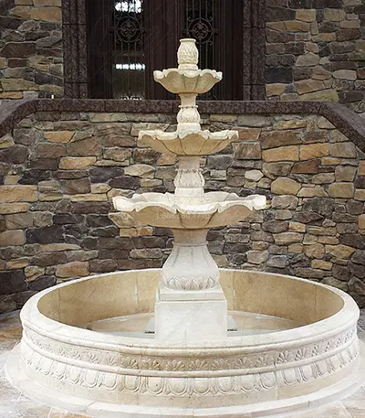 Palm Beach FL Cream Marble Fountain Feature