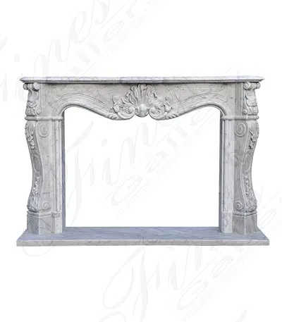 Elegant French Louis XV Mantel in Carrara Marble