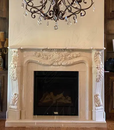 French Country Floral Mantel in Galala Marble