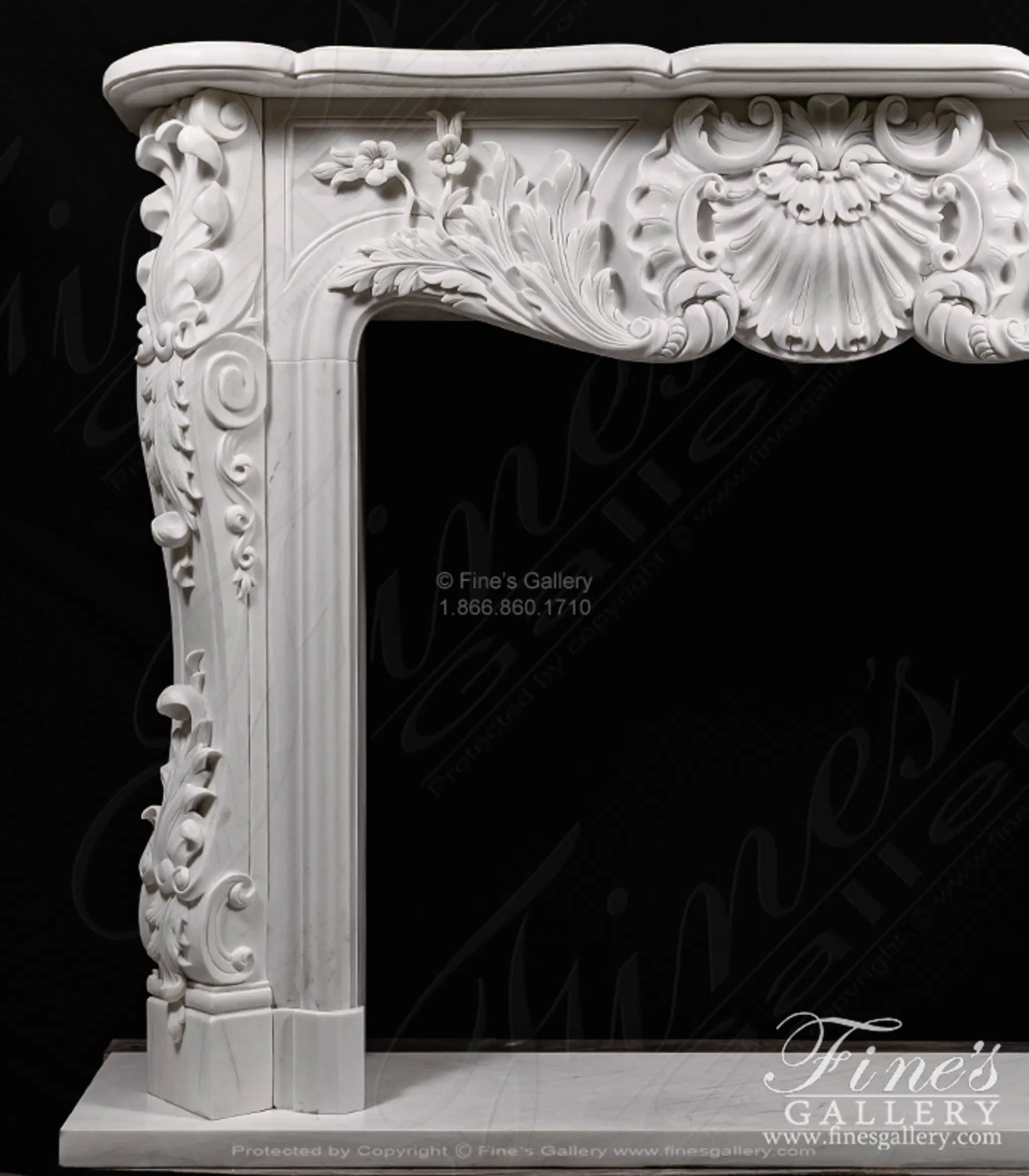 French Versailles White French Marble Fireplace — Model MFP-114 — detail view 4