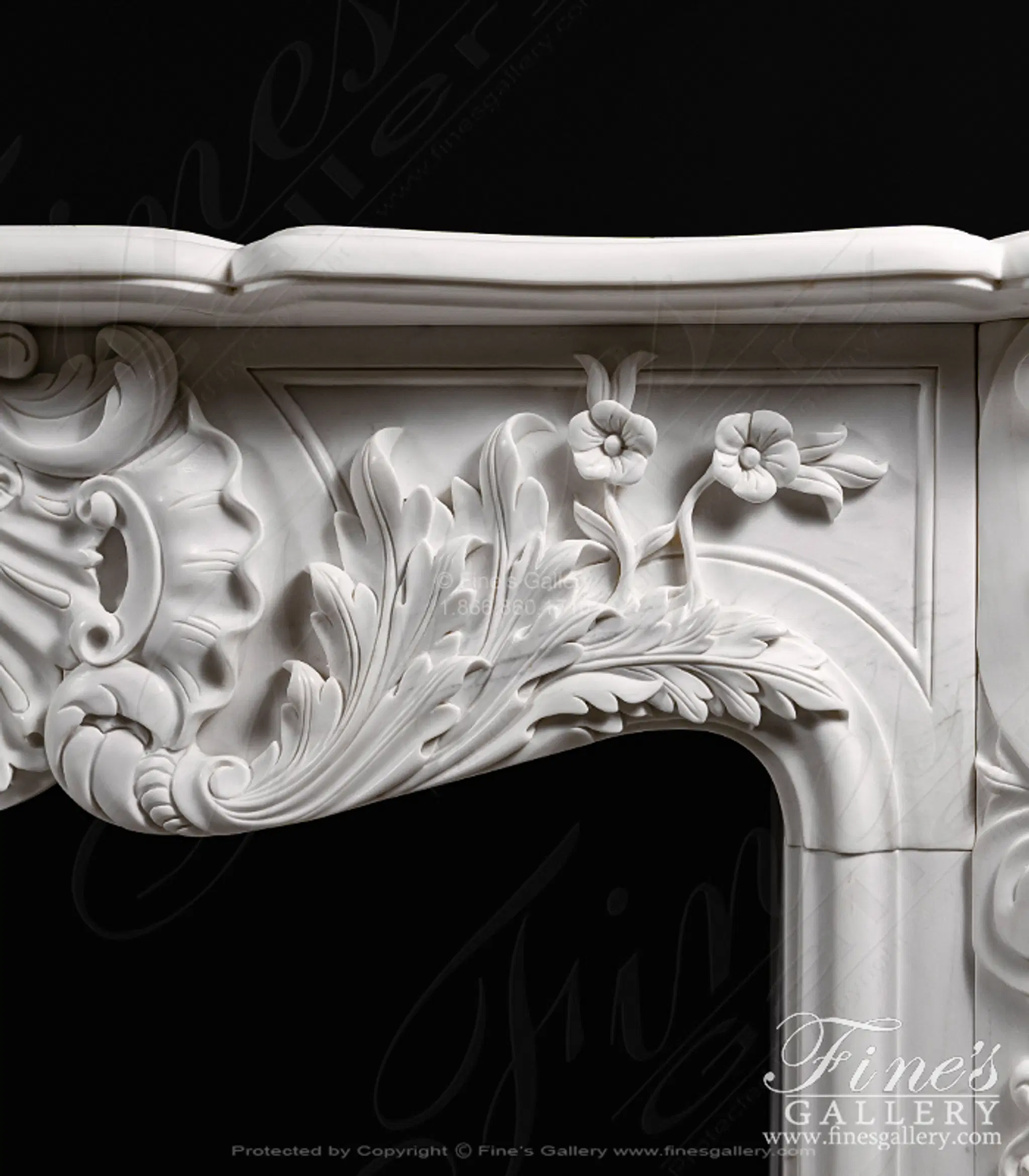 French Versailles White French Marble Fireplace — Model MFP-114 — detail view 5