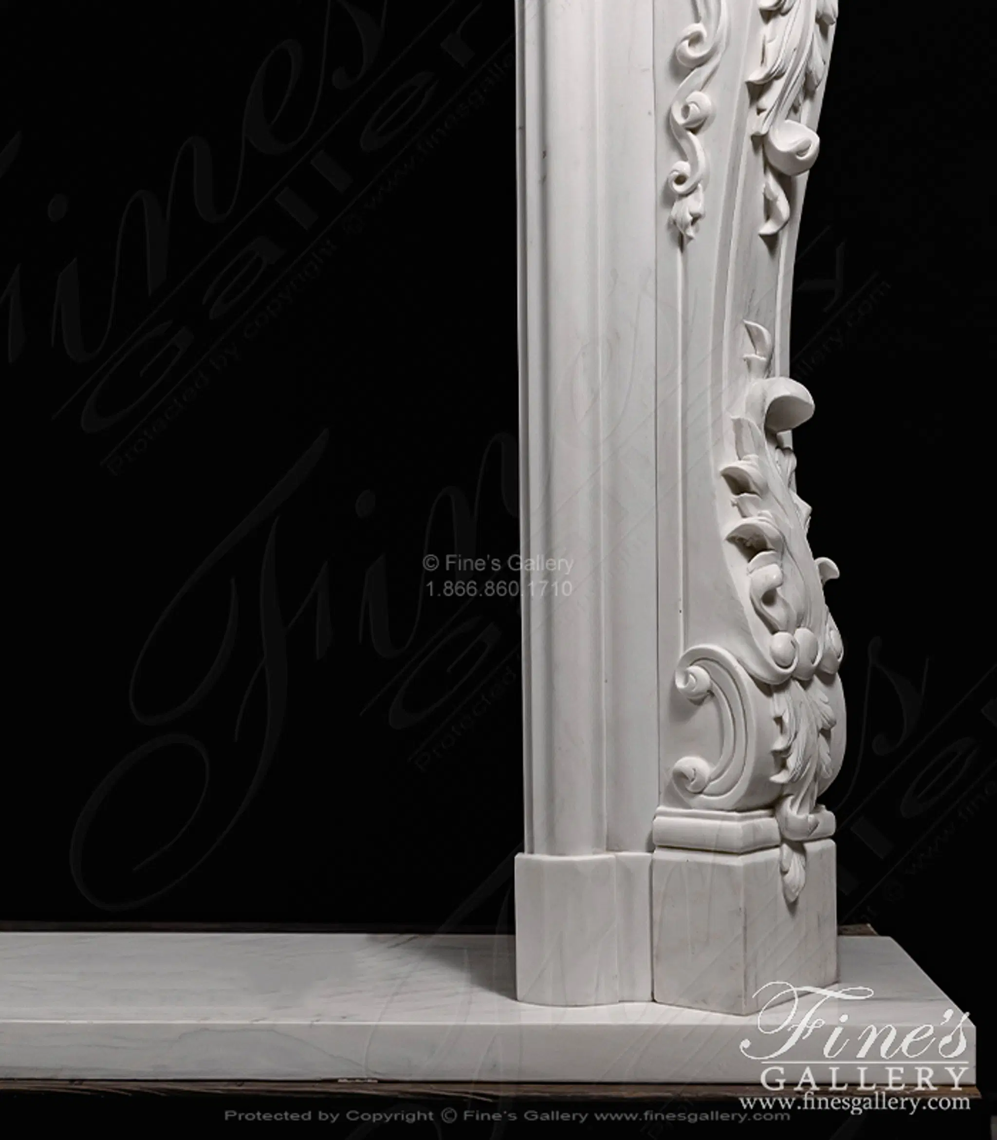 French Versailles White French Marble Fireplace — Model MFP-114 — detail view 6