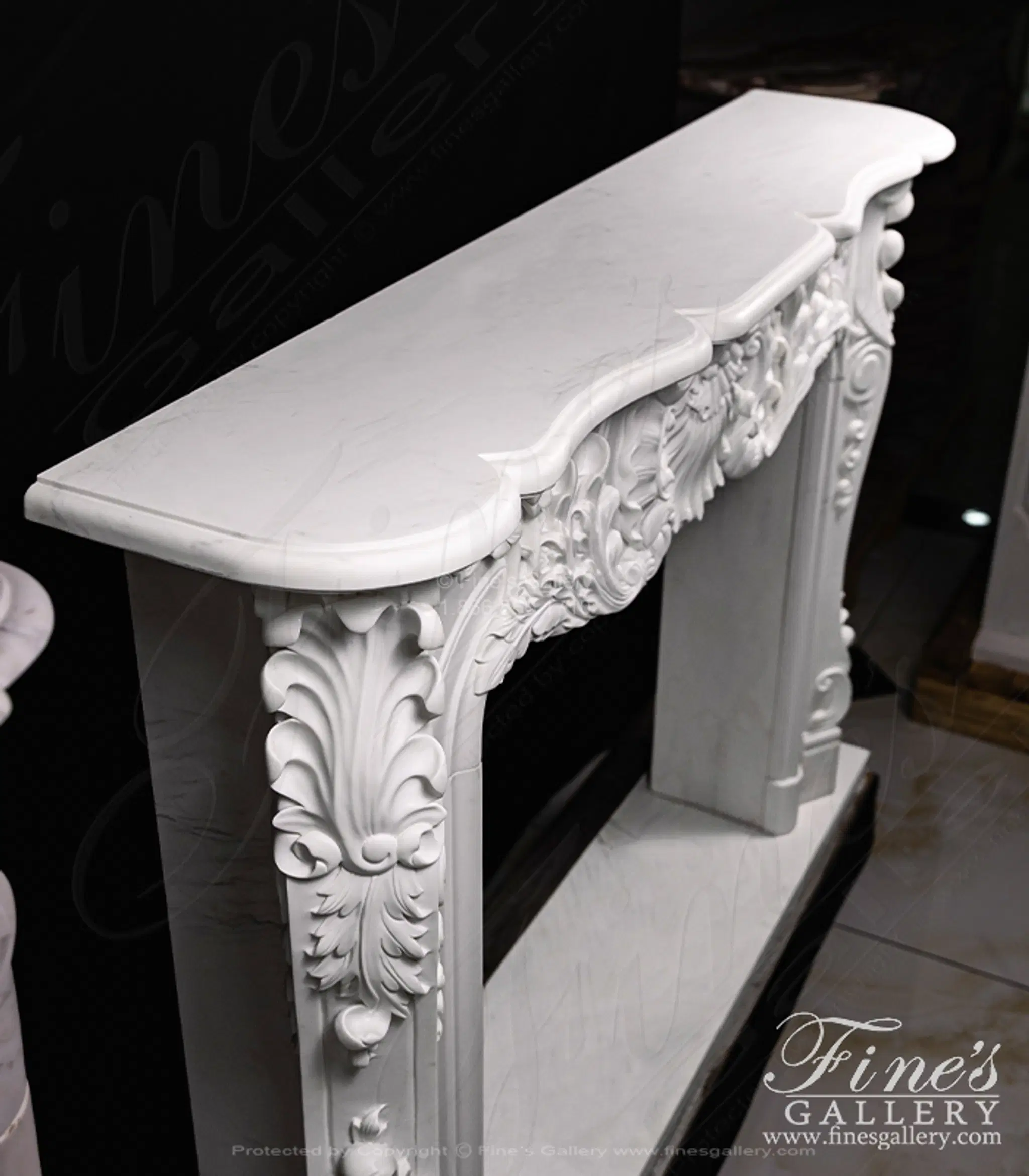 French Versailles White French Marble Fireplace — Model MFP-114 — detail view 7