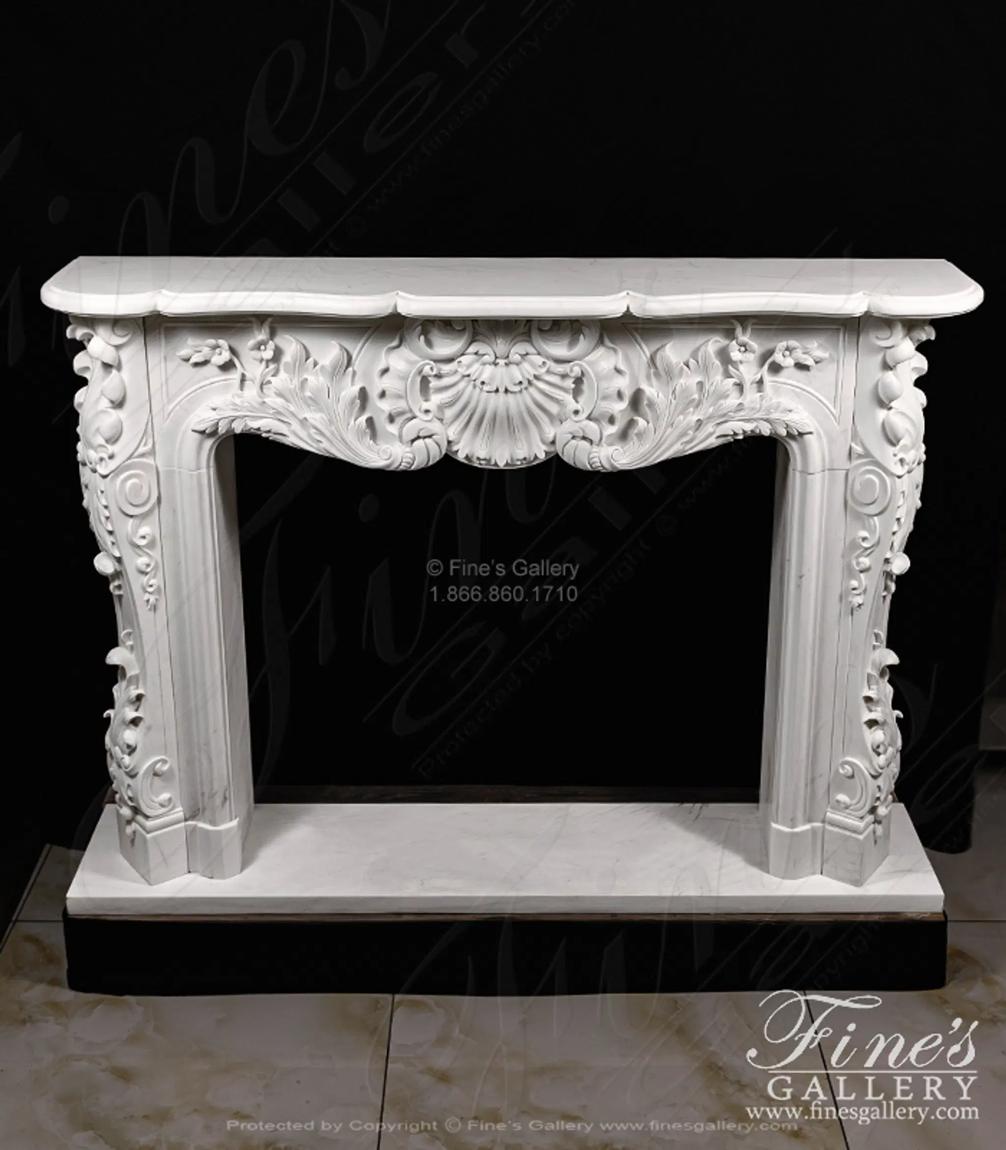French Versailles White French Marble Fireplace — Model MFP-114 — detail view 1