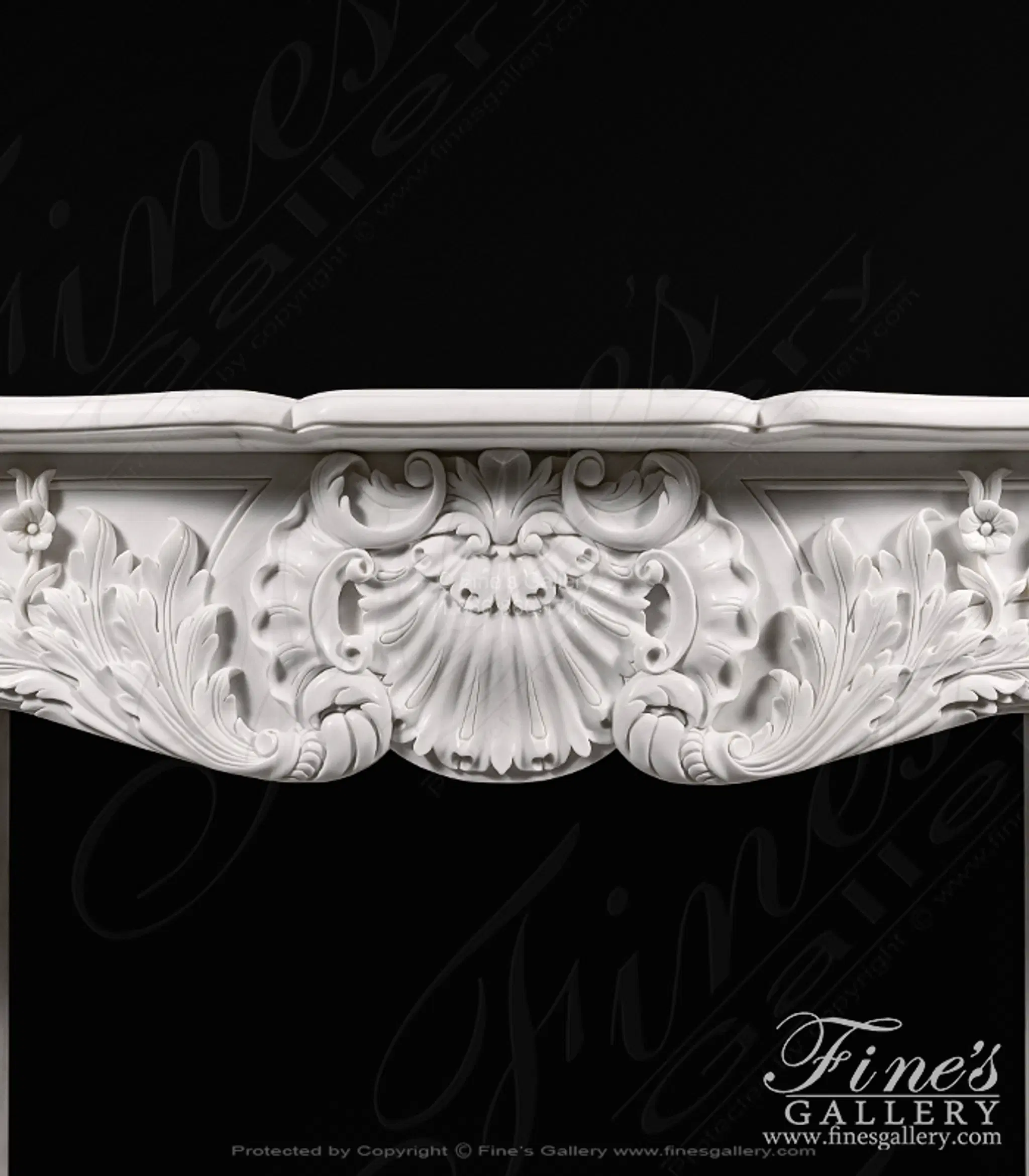 French Versailles White French Marble Fireplace — Model MFP-114 — detail view 2