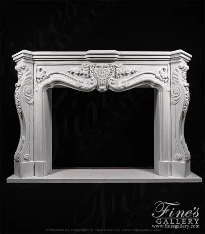 Ornate Floral Fireplace Mantel In Statuary White Marble