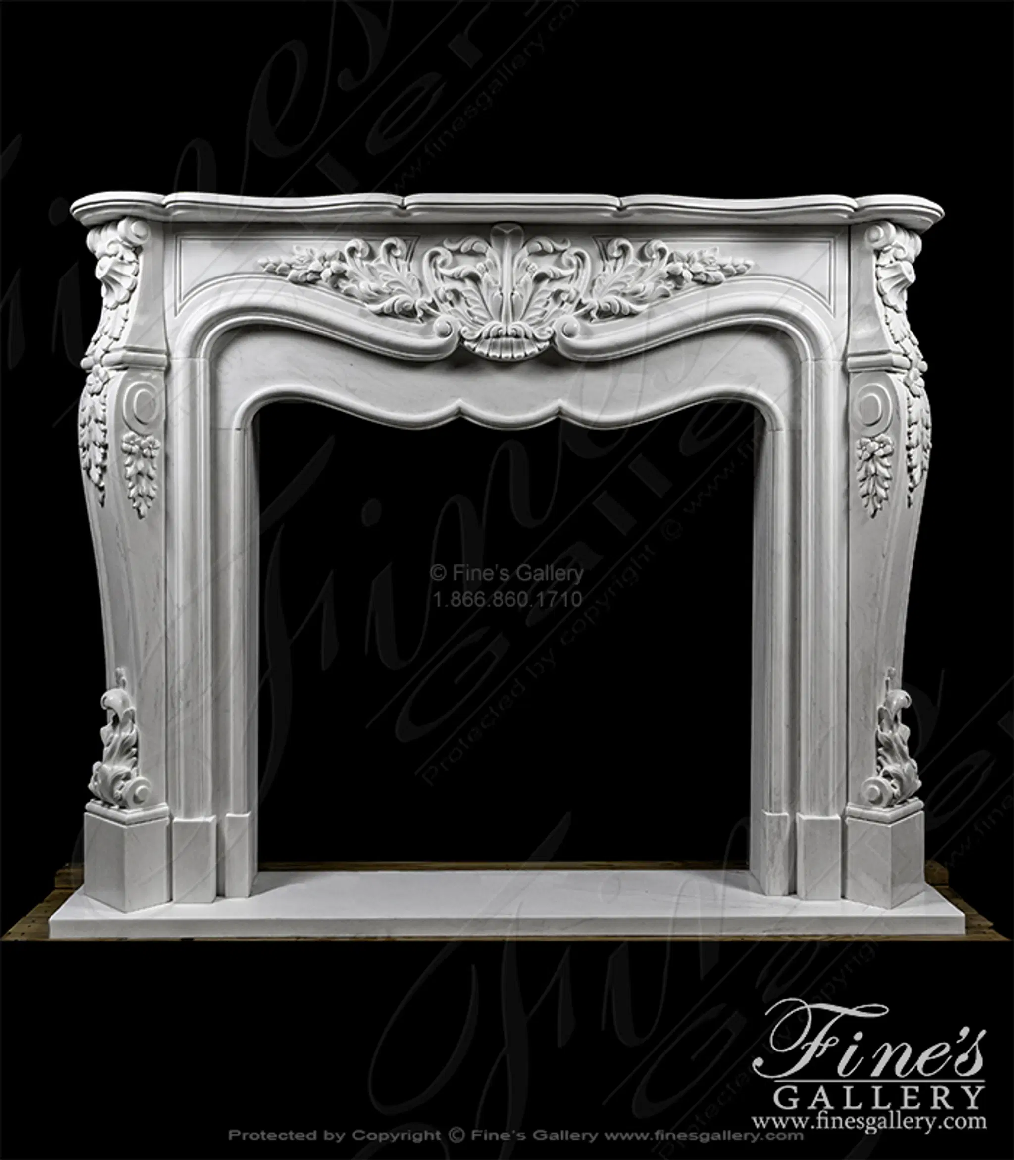Oversized French Mantel in Statuary White Marble