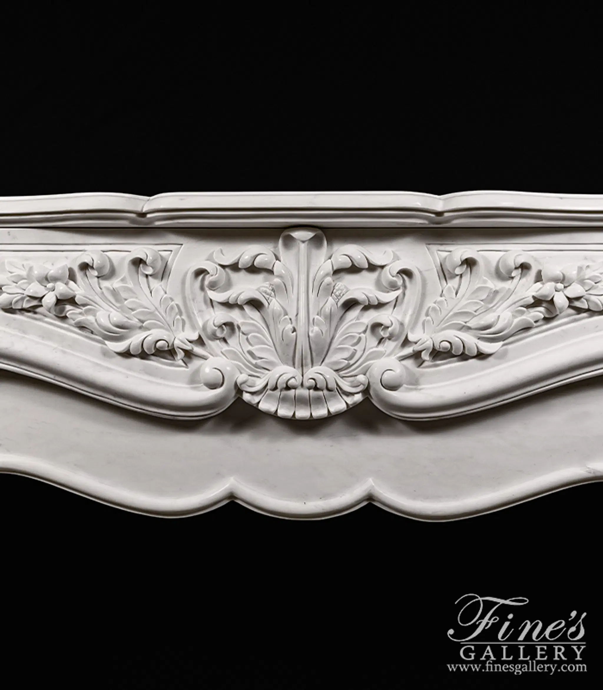 Oversized French Mantel in Statuary White Marble — Model MFP-1233 — detail view 3