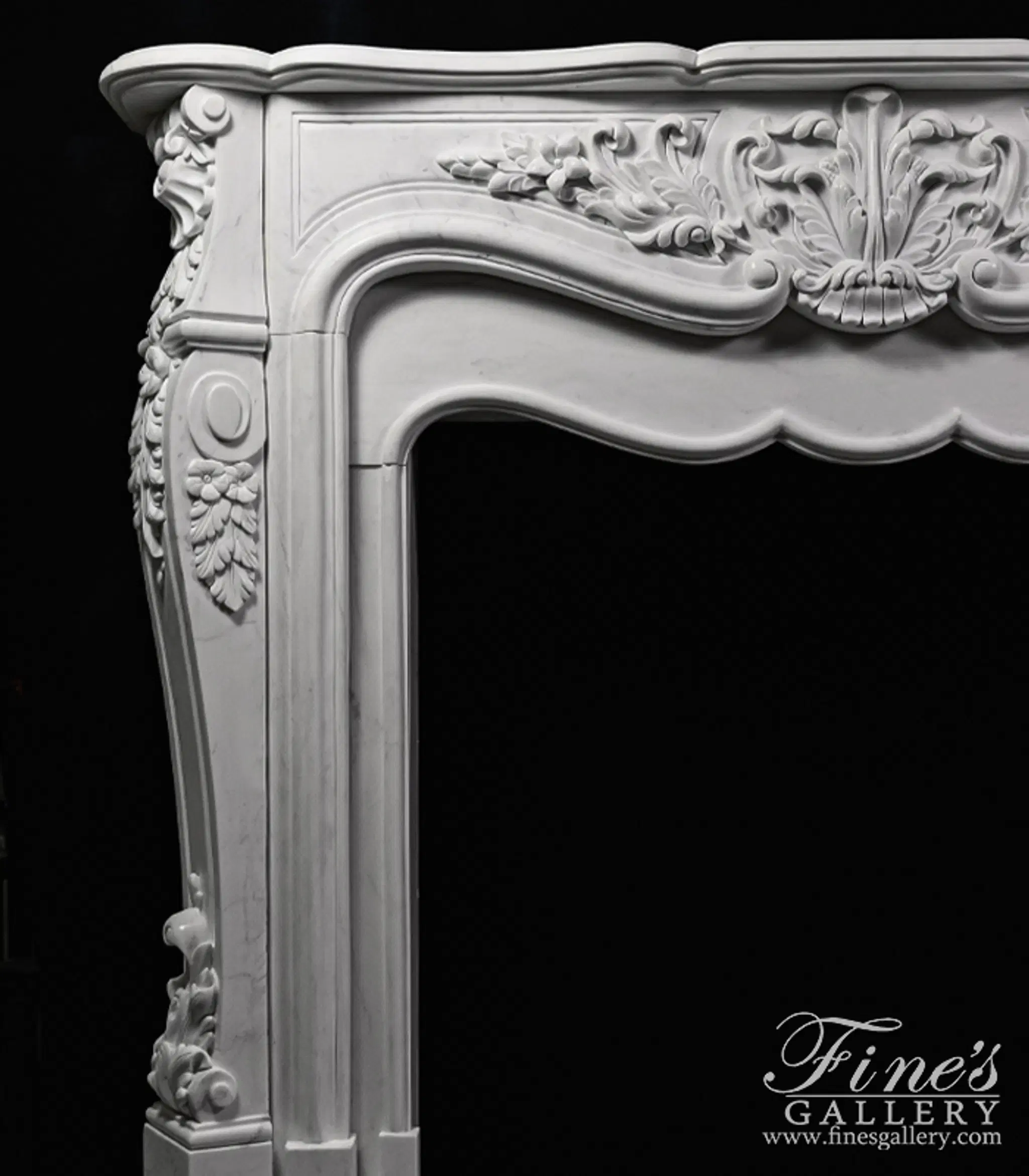 Oversized French Mantel in Statuary White Marble — Model MFP-1233 — detail view 4
