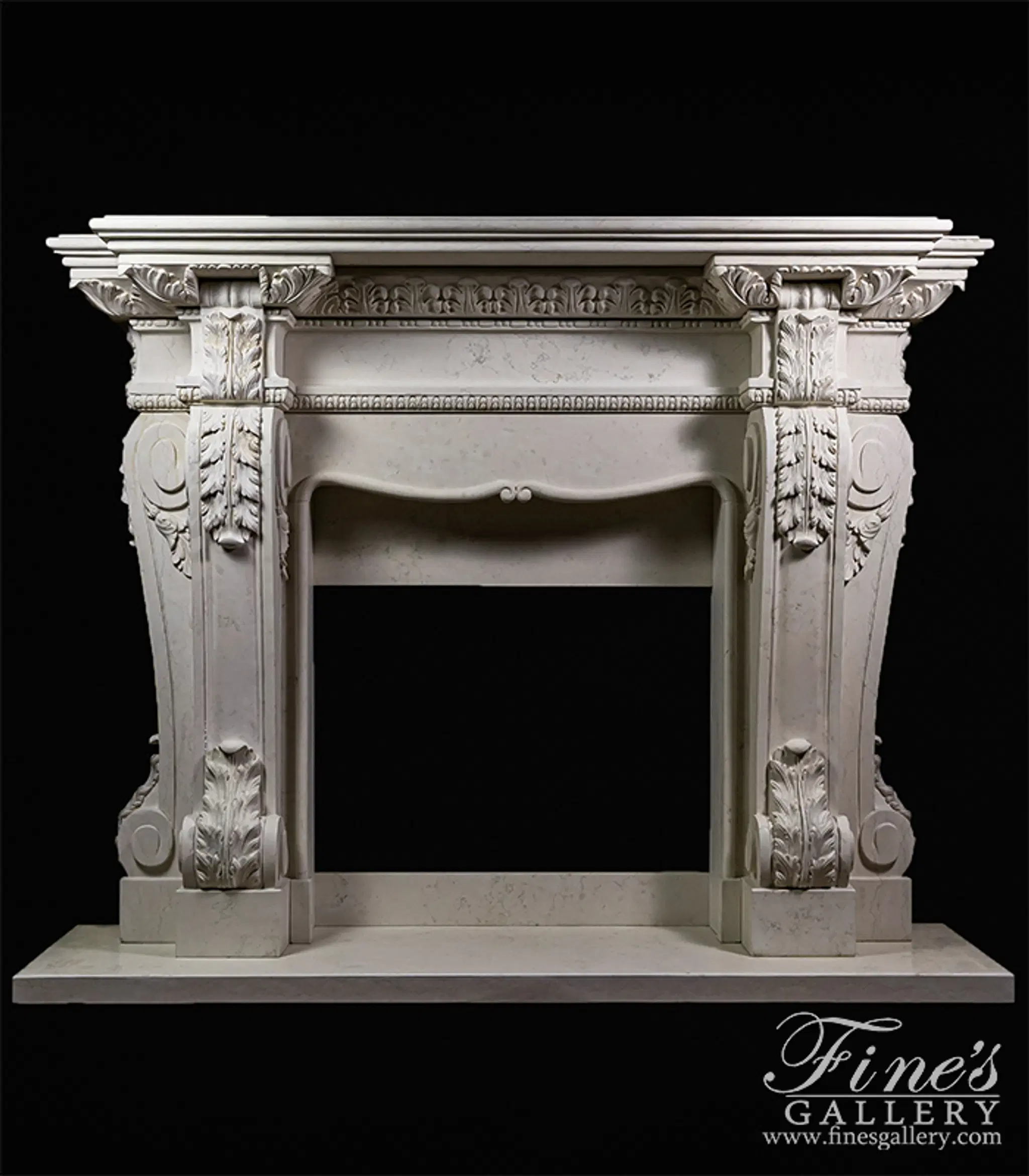 Oversized Tuscan Mantel in Italian Bianco Perlino Marble