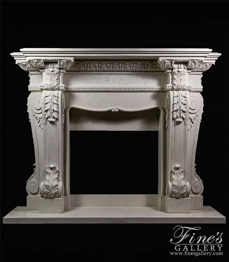 Oversized Tuscan Mantel in Italian Bianco Perlino Marble