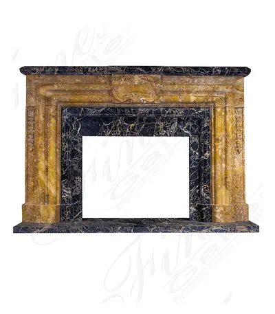 Ornate Bolection Surround in Italian Nuvolato Etrusco & Nero Portoro Marble