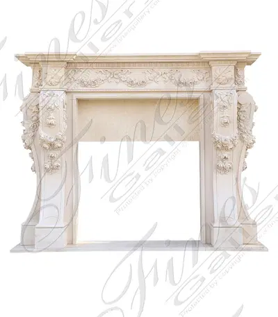Majestic Floral Marble Fireplace