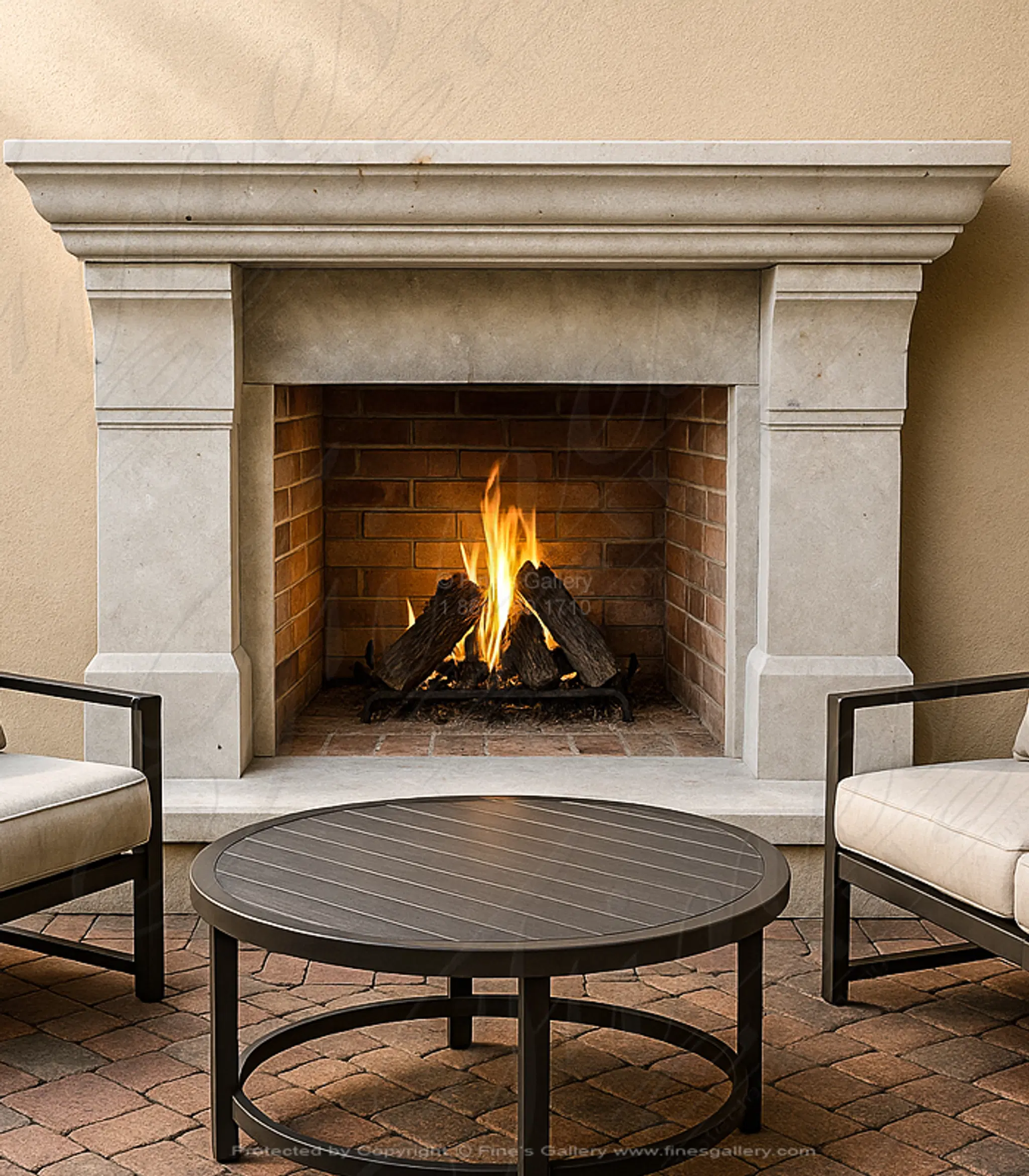 Contemporary Classic Style Mantel in Light Travertine