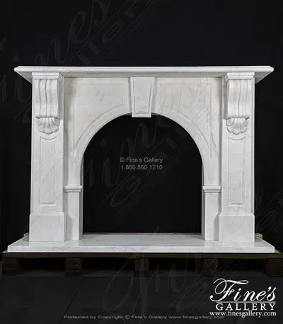Arched Fireplace in Statuary White Marble