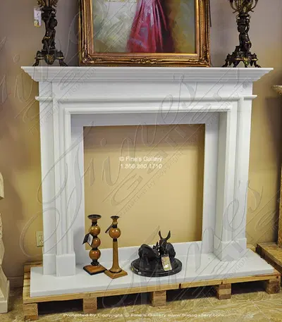 Pure White Contemporary Mantel in Thassos Marble