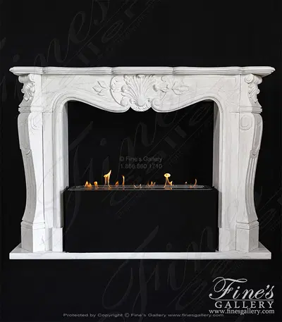 Simple Shell Motif Mantel in Statuary Marble
