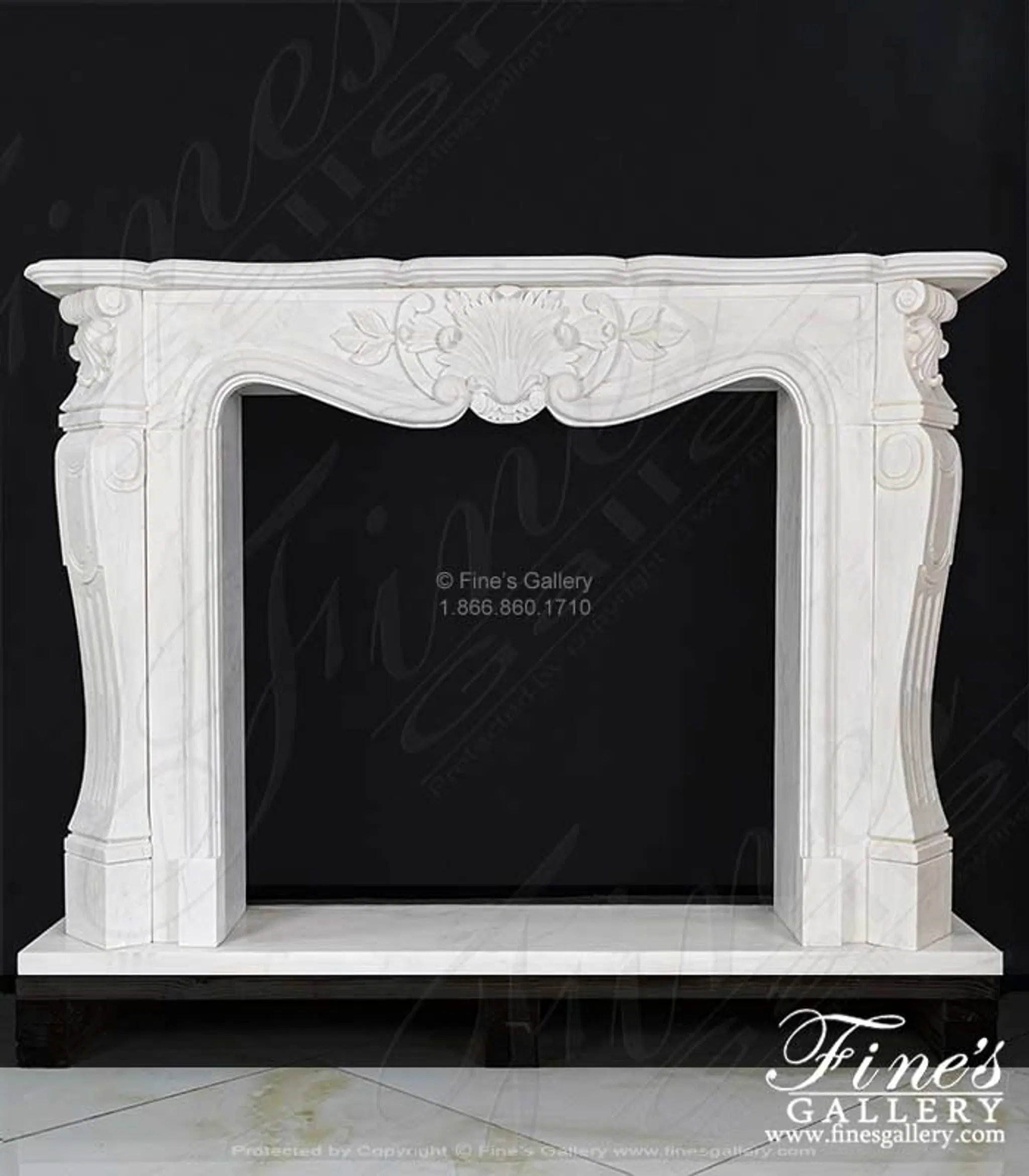 Simple Shell Motif Mantel in Statuary Marble