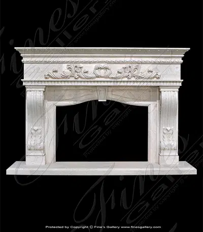 Ivory Shell Marble Fireplace