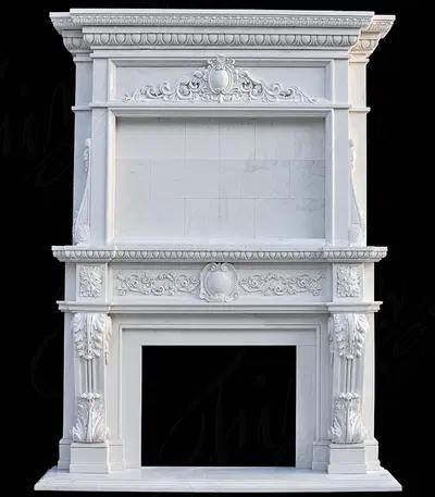 Classic Overmantel In Statuary White Marble