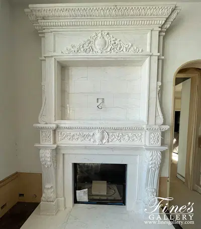 Classic Overmantel In Statuary White Marble