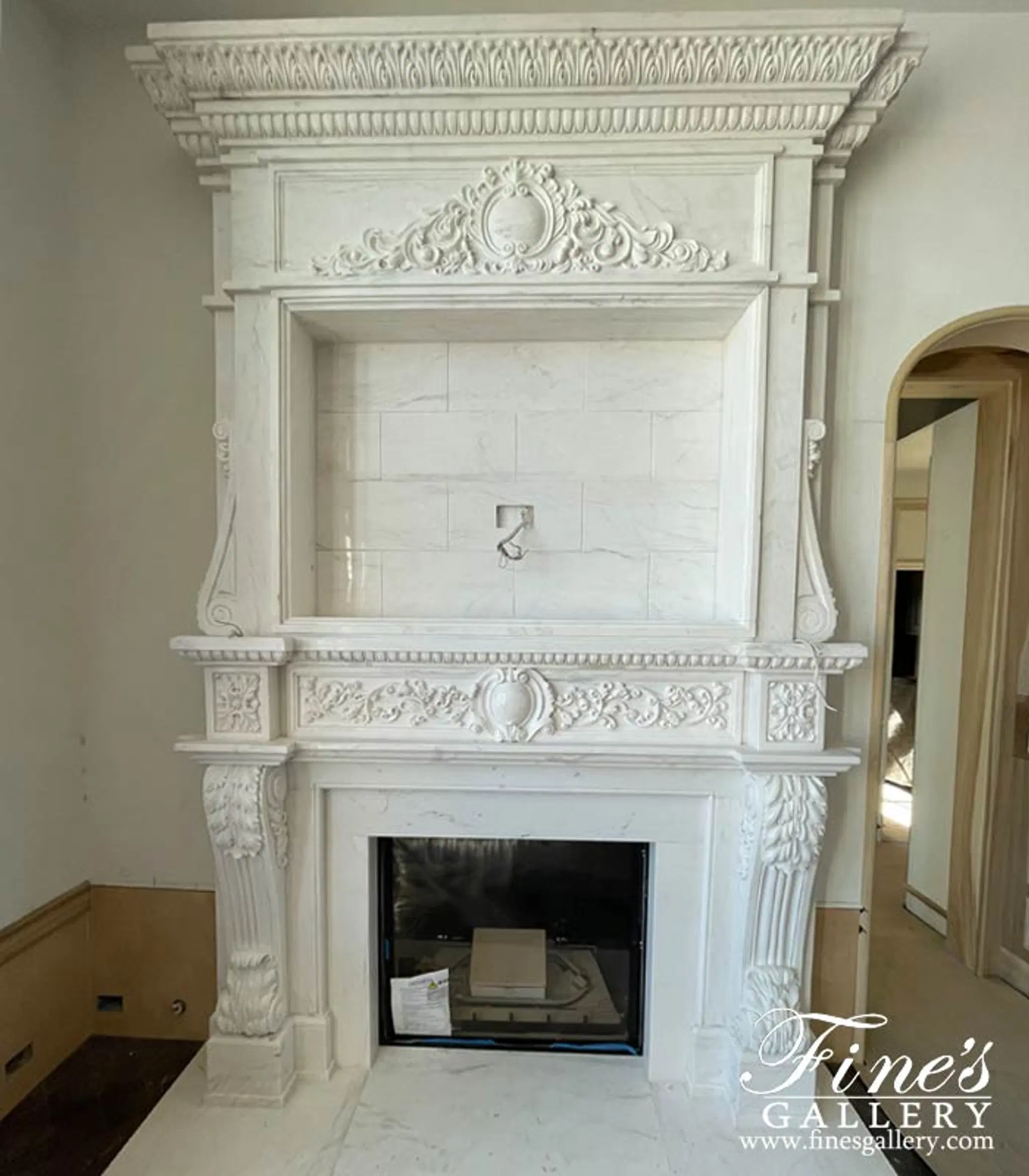 Classic Overmantel In Statuary White Marble — Model MFP-1820 — detail view 1