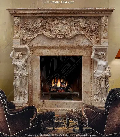 Grand Antique Caryatid Marble Mantel