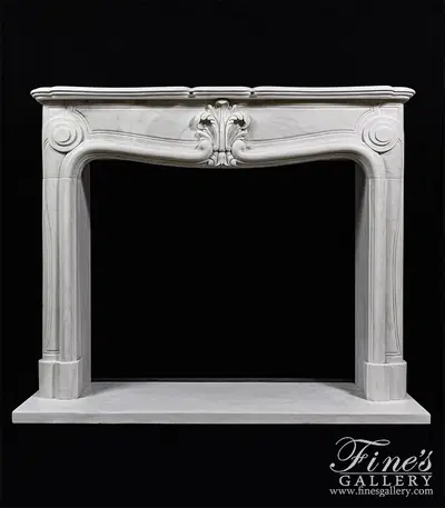 Pristine White French Style Marble Fireplace Mantel