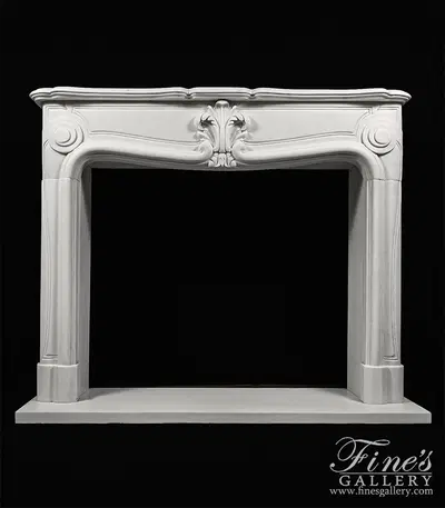 Pristine White French Style Marble Fireplace Mantel