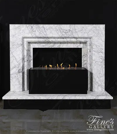 Modern Italian Calacatta Marble Fireplace Mantel