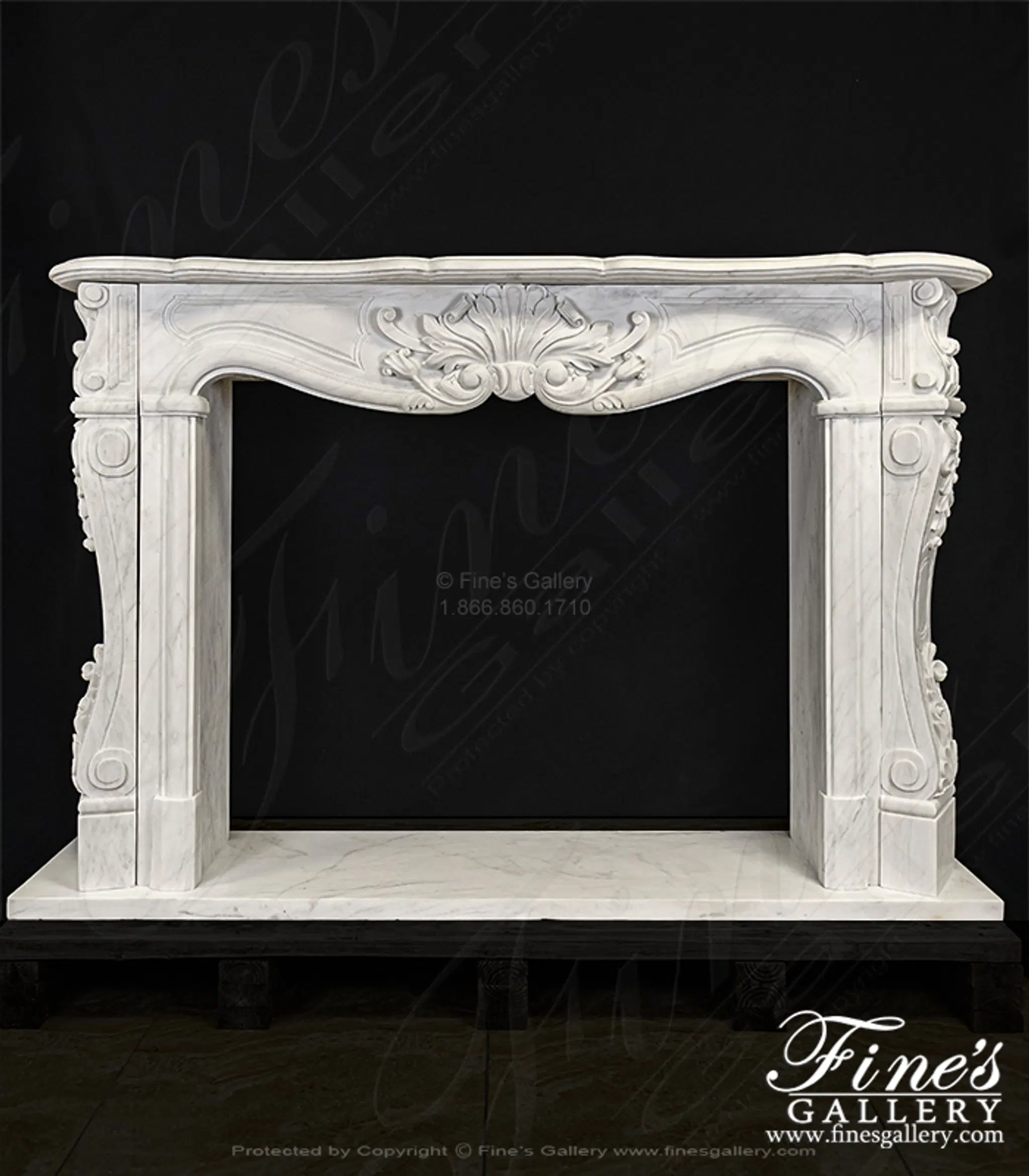 French Style White Marble Fireplace Mantel