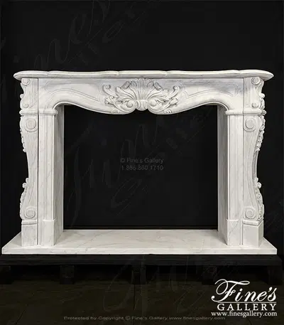 French Style White Marble Fireplace Mantel