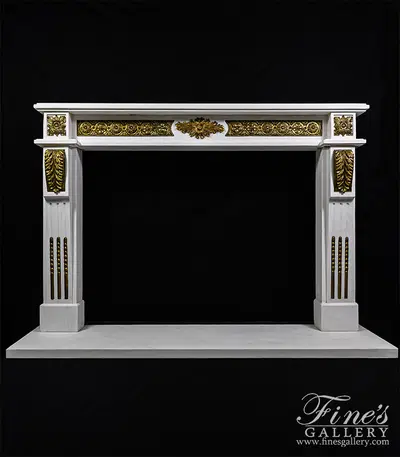 Statuary White Marble Louis XV Mantel with Bronze Scrollwork