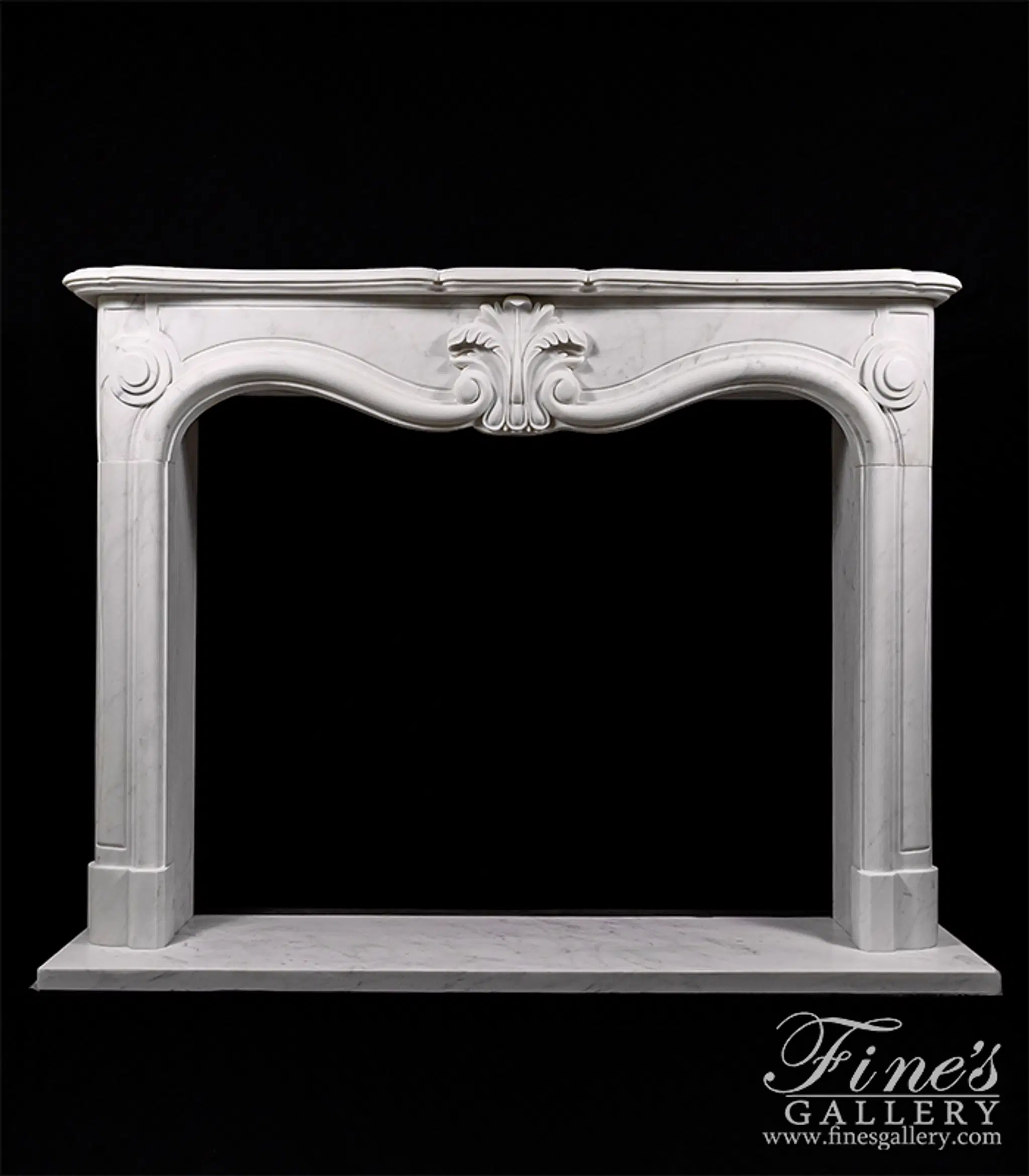 Elegant Statuary White Marble Fireplace — Model MFP-2052 — Hand-Crafted by Fine's Gallery