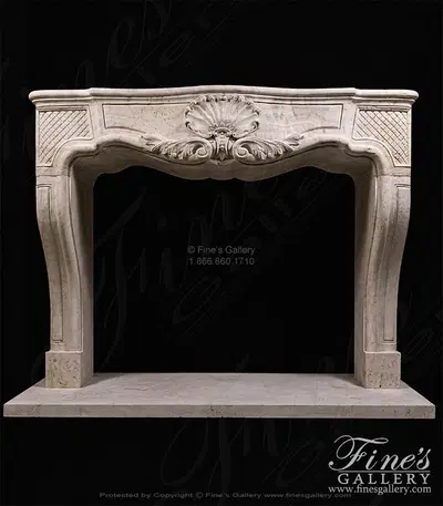 Antique Style Marble Fireplace Mantel in Italian Roman Travertine