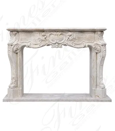 Oversized French Style Mantel in Italian Roman Travertine 