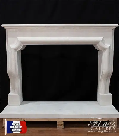 Carved Mantel in French Limestone