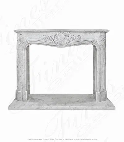 Pristine French Style Carrara Marble Fireplace