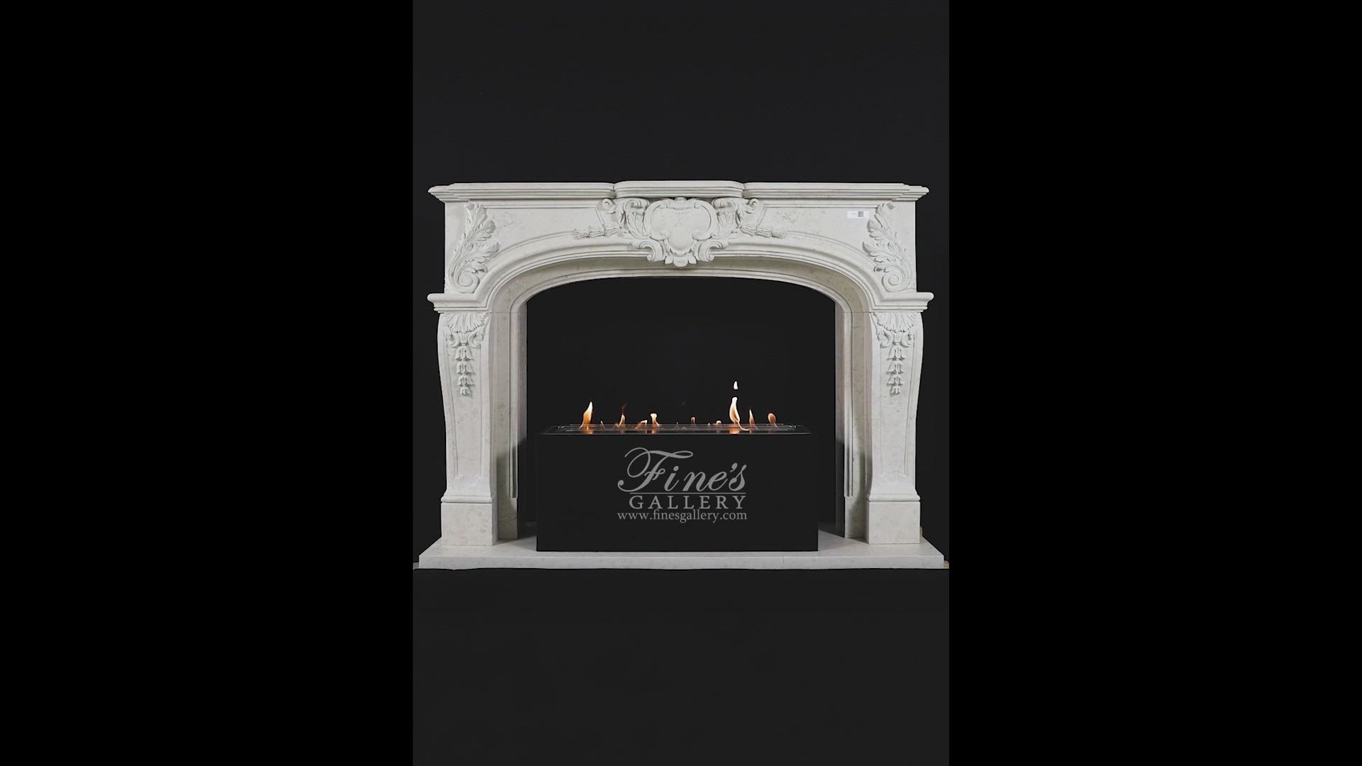 Fireplace Mantel In Rare Italian Bianco Perlino Marble — Model MFP-2121 — product video
