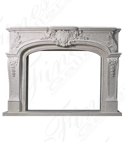 Fireplace Mantel In Rare Italian Bianco Perlino Marble