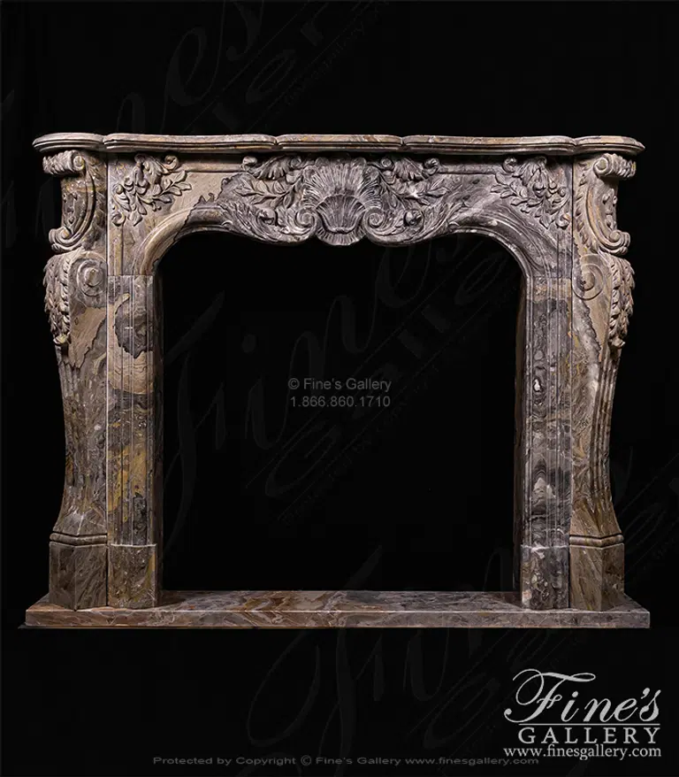 Rare Italian Orobico Marble Mantel in French Style