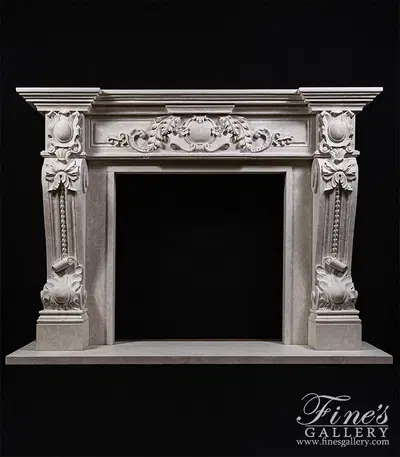Luxurious Italian Style Mantel in Botticino Fiorito Marble