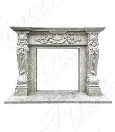 Luxurious Italian Style Mantel in Botticino Fiorito Marble