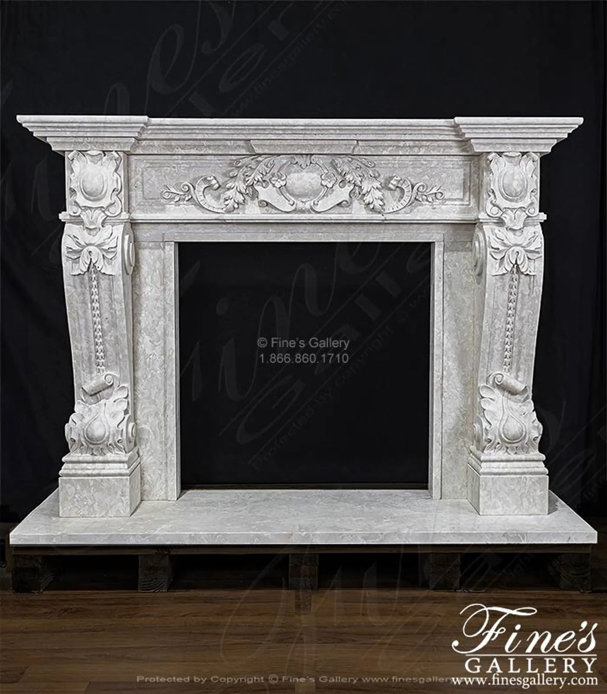 Luxurious Italian Style Mantel in Botticino Fiorito Marble