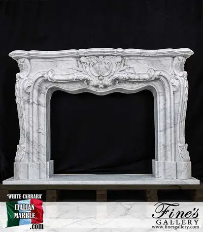 Regal French Style Mantel in White Carrara Marble