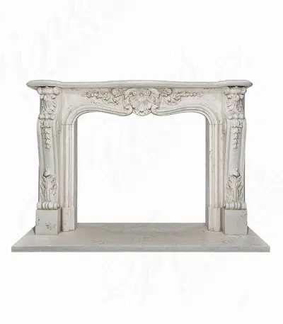 Italian Perlino Light Marble Fireplace
